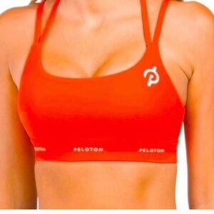 PELOTON Womens Unlined Wireless Pull On Strappy Racer Back Sports Bra Orange A15
